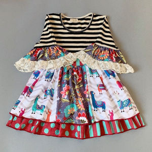 Boutique Llama Girls Ruffle Sleeve Dress